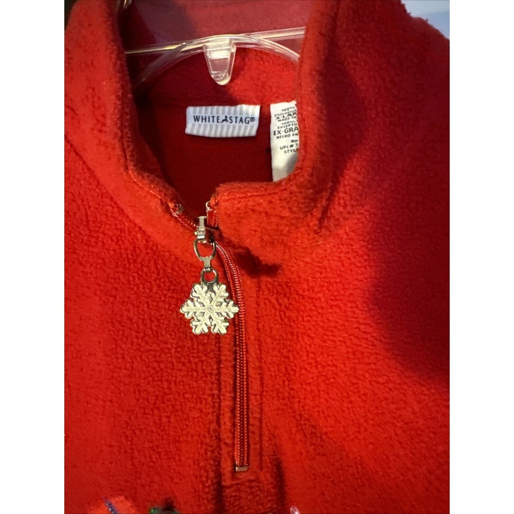 White Stag Ugly Christmas Sweater X-Large(16-18) Stockings Fleece Vintage Zipper - Picture 3 of 7